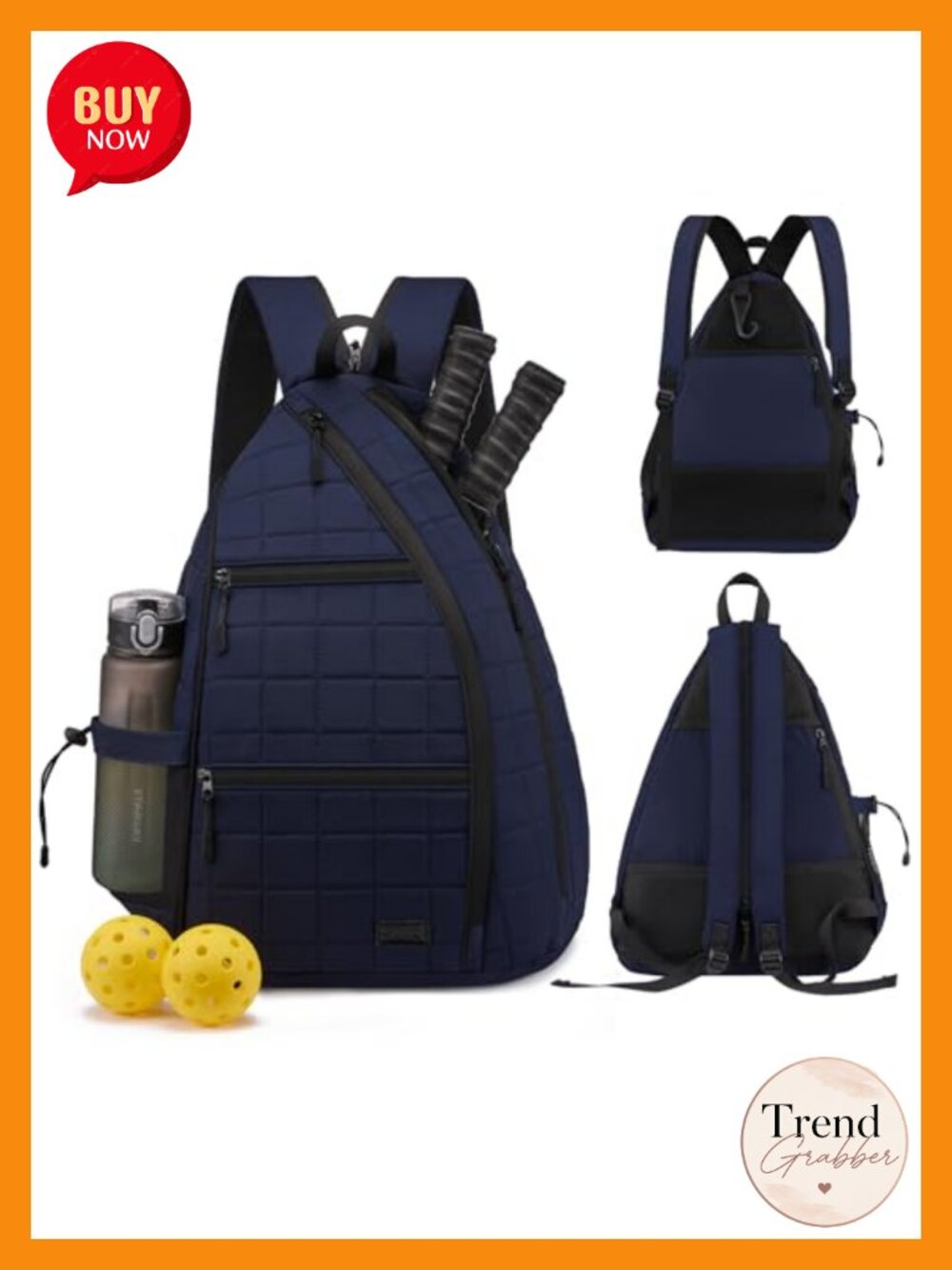 Quilted Pickleball Sling Backpack Crossbody Paddle Bag